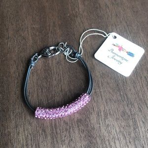 Pink Pave Tube Leather Bracelet
